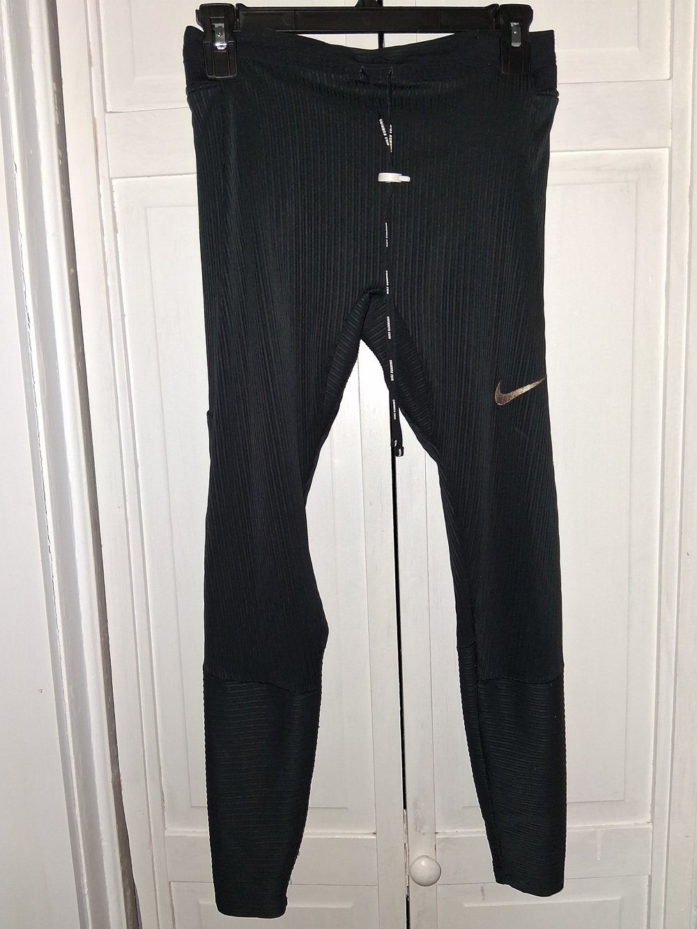 Nike Men's Dri-Fit Black Ribbed Fitted Performance Tights